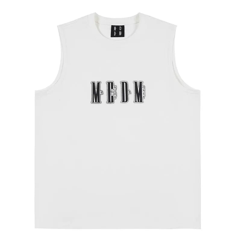 MEDM Thick Plate Offset Printed Flower Tank Top Men's Summer New Style American Retro Trendy Brand Versatile Shoulder Sleeveless T-shirt