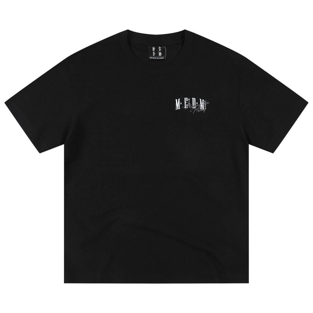 MEDM looped double-sided basic logo embroidery casual round neck T-shirt American heavyweight skin friendly versatile couple short sleeved shirt