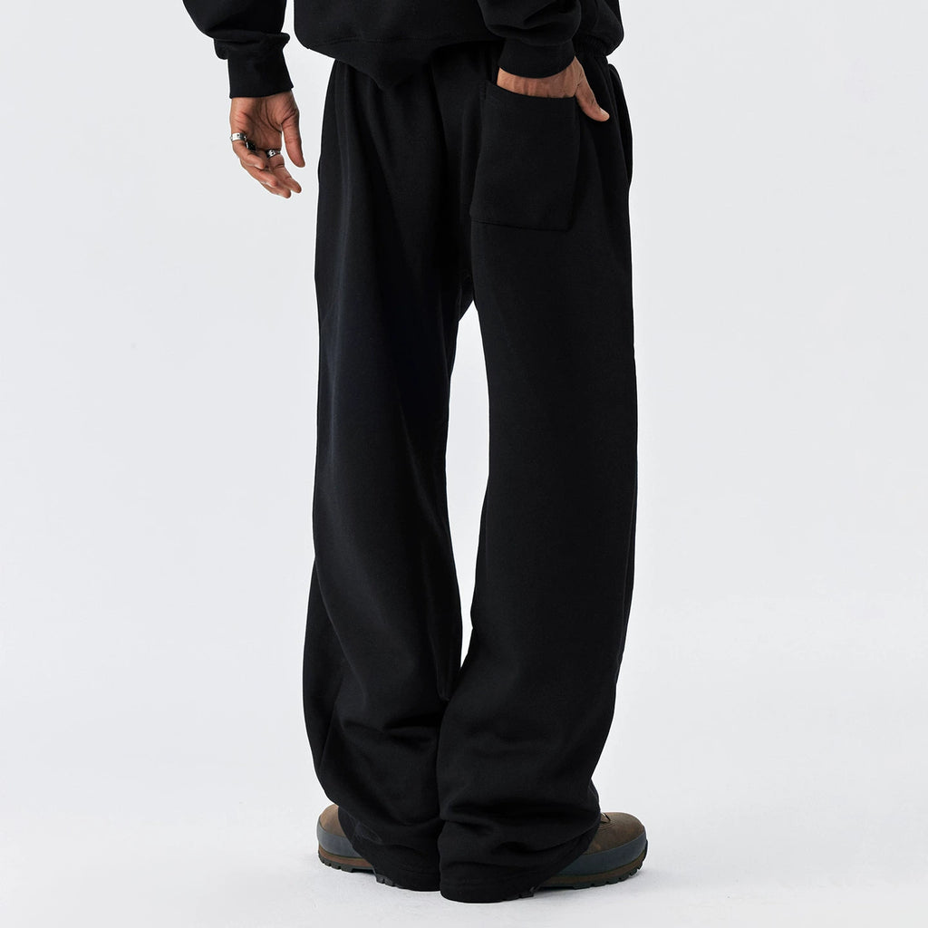 MEDM American basic font loose straight leg sweatpants with spring and autumn velvet drawstring for men and women's casual sports pants