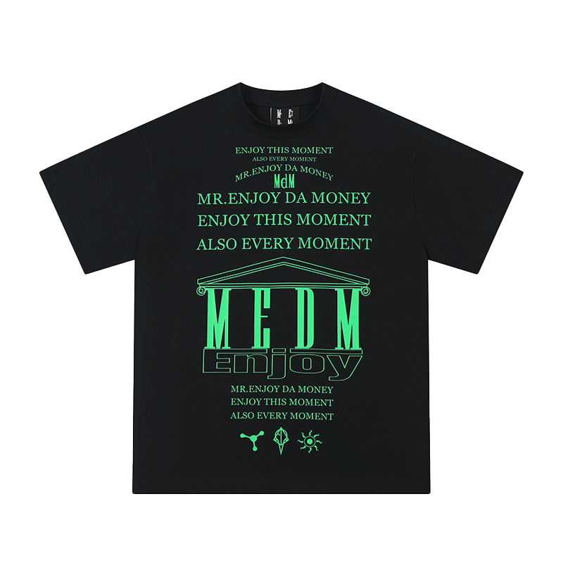 MEDM letter full printed luminous short sleeved T-shirt for men, American casual design, summer loose T-shirt, ins trend