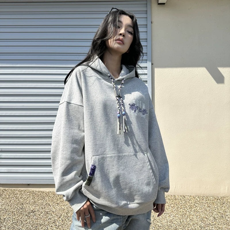 MEDM Trendy Brand M Button Woven Rope Hoodie Men's Spring and Autumn China-Chic Design Street Retro Casual Hoodie