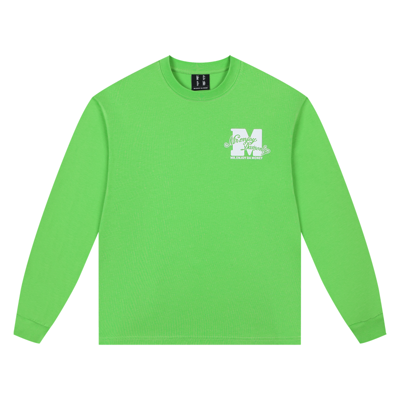 MEDM25SS basic m-floral letter printed long sleeved T-shirt for men and women, trendy brand loose casual round neck top
