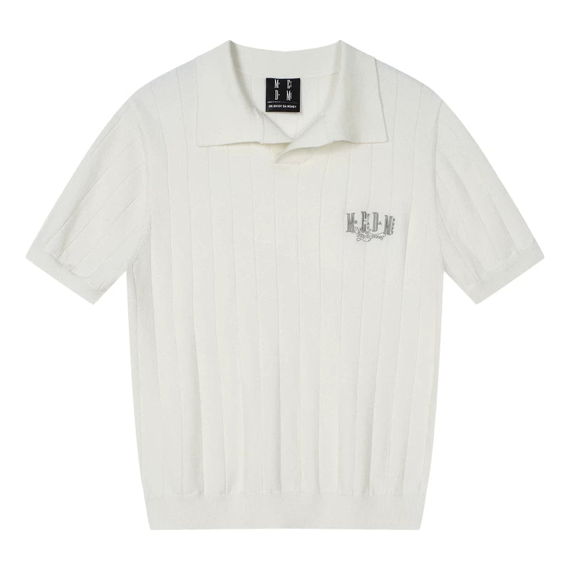 MEDM low-key old money style simple knitted casual short sleeved commuting loose collar men's and women's Polo knitted shirt summer