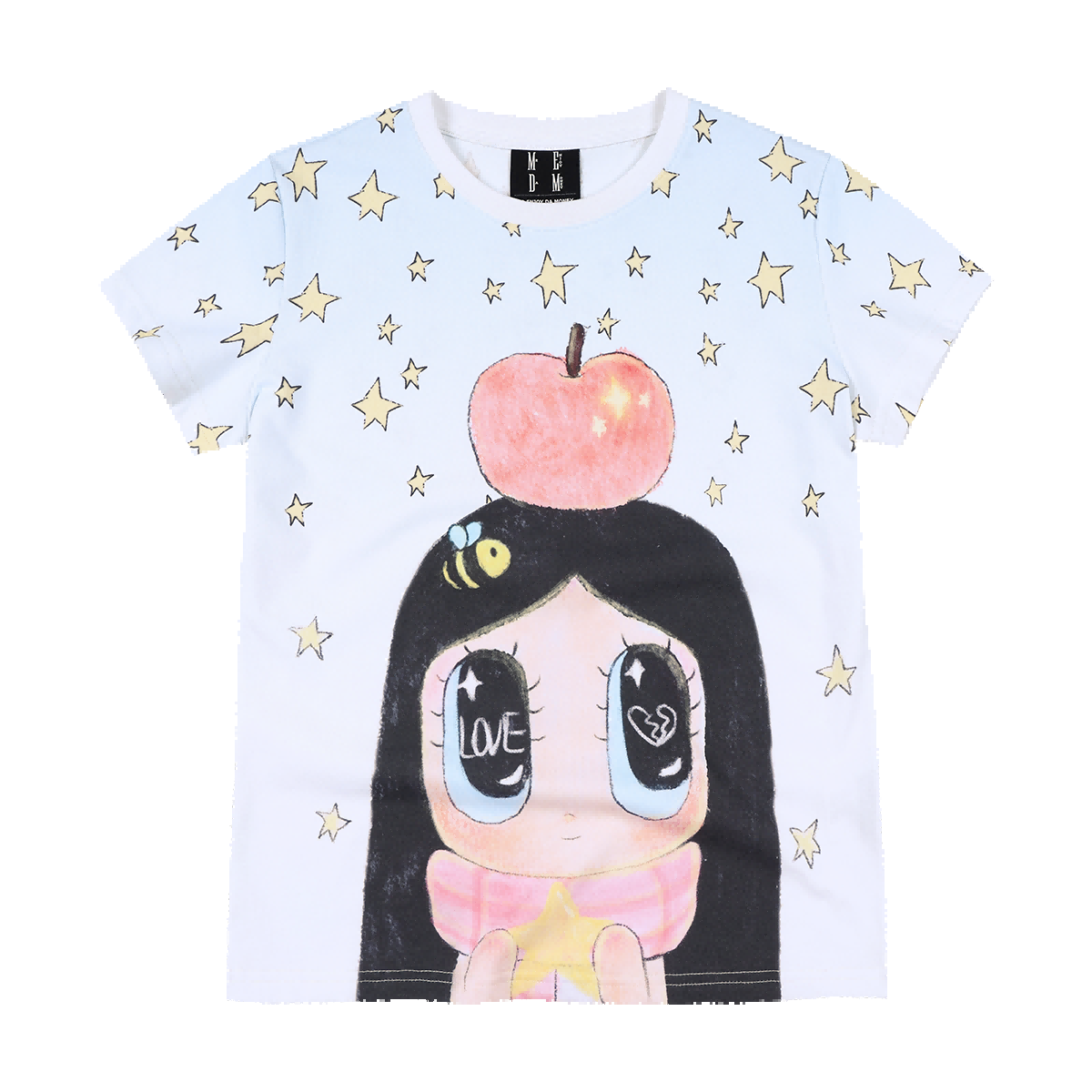 MEDM x Iria mailbox collaboration star snow girl print slim fit casual round neck short sleeved loose T-shirt for women