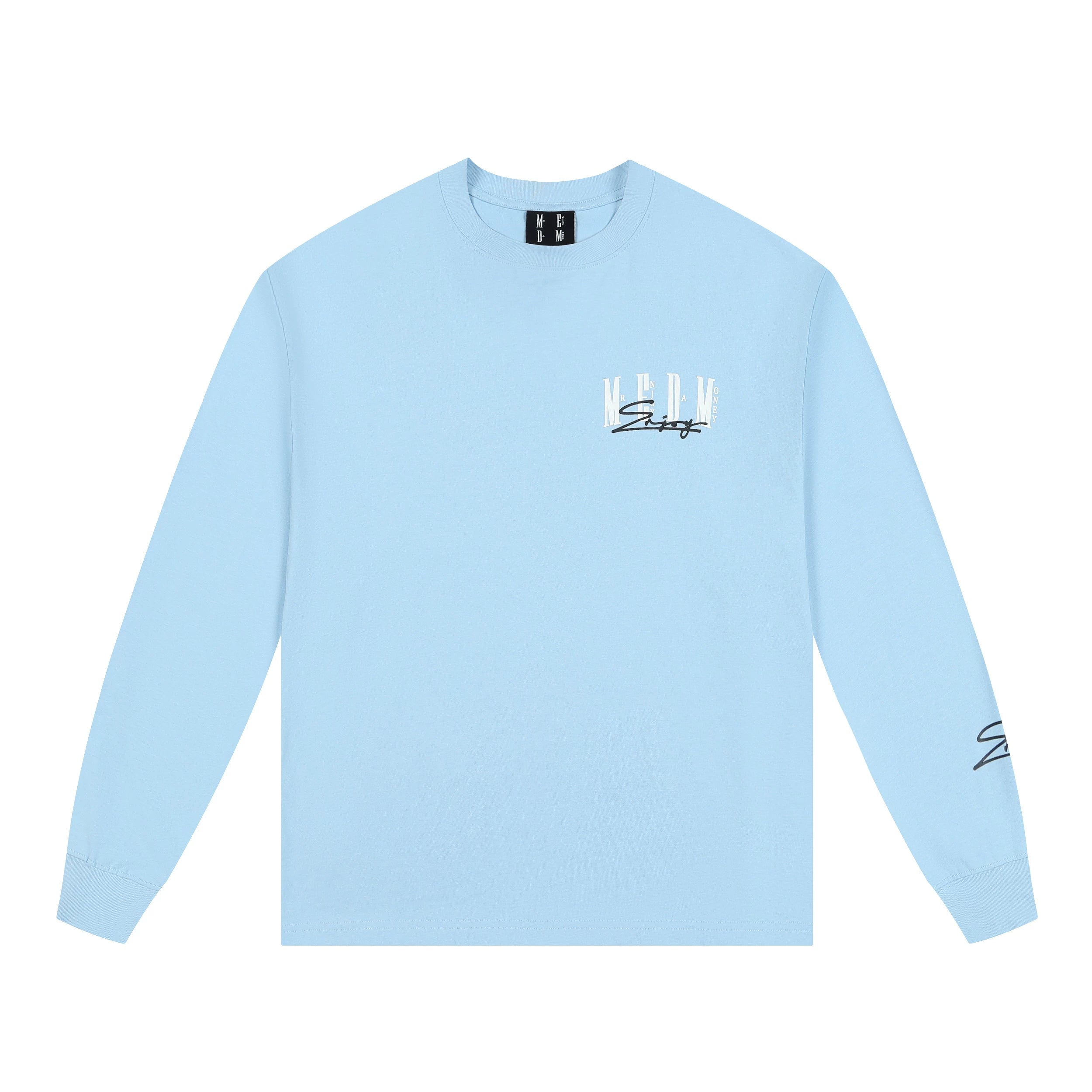 MEDM Trendy Brand Basic Printed Long Sleeve T-shirt for Men and Women, Spring and Autumn American High Street Retro Casual T-shirt