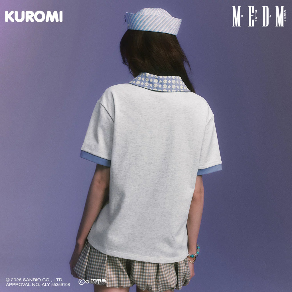 MEDM × Sanrio Family Series Color Contrasting Collar Casual Short Sleeve Polo Shirt Cool Lomi Pattern Top Summer