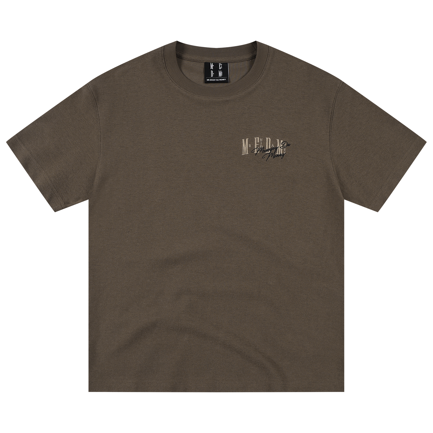 MEDM looped double-sided basic logo embroidery casual round neck T-shirt American heavyweight skin friendly versatile couple short sleeved shirt