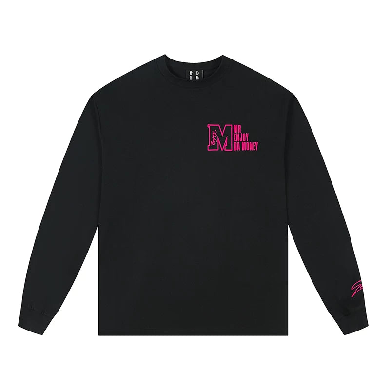 MEDM China-Chic Embroidery Long Sleeve T-shirt Oversize Loose Casual T-shirt Cotton Versatile Top