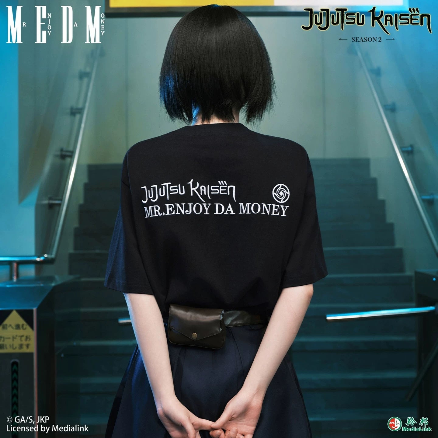 MEDM x Spell Battle Collaboration - Anime Multiplayer Printed Casual Round Neck Short Sleeve Trendy Cotton T-shirt for Men and Women Summer