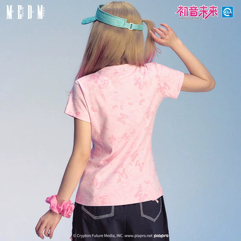 MEDMx Hatsune Miku Women's AOP Camouflage Short Sleeve T-shirt 2025 New Summer Casual Loose Top