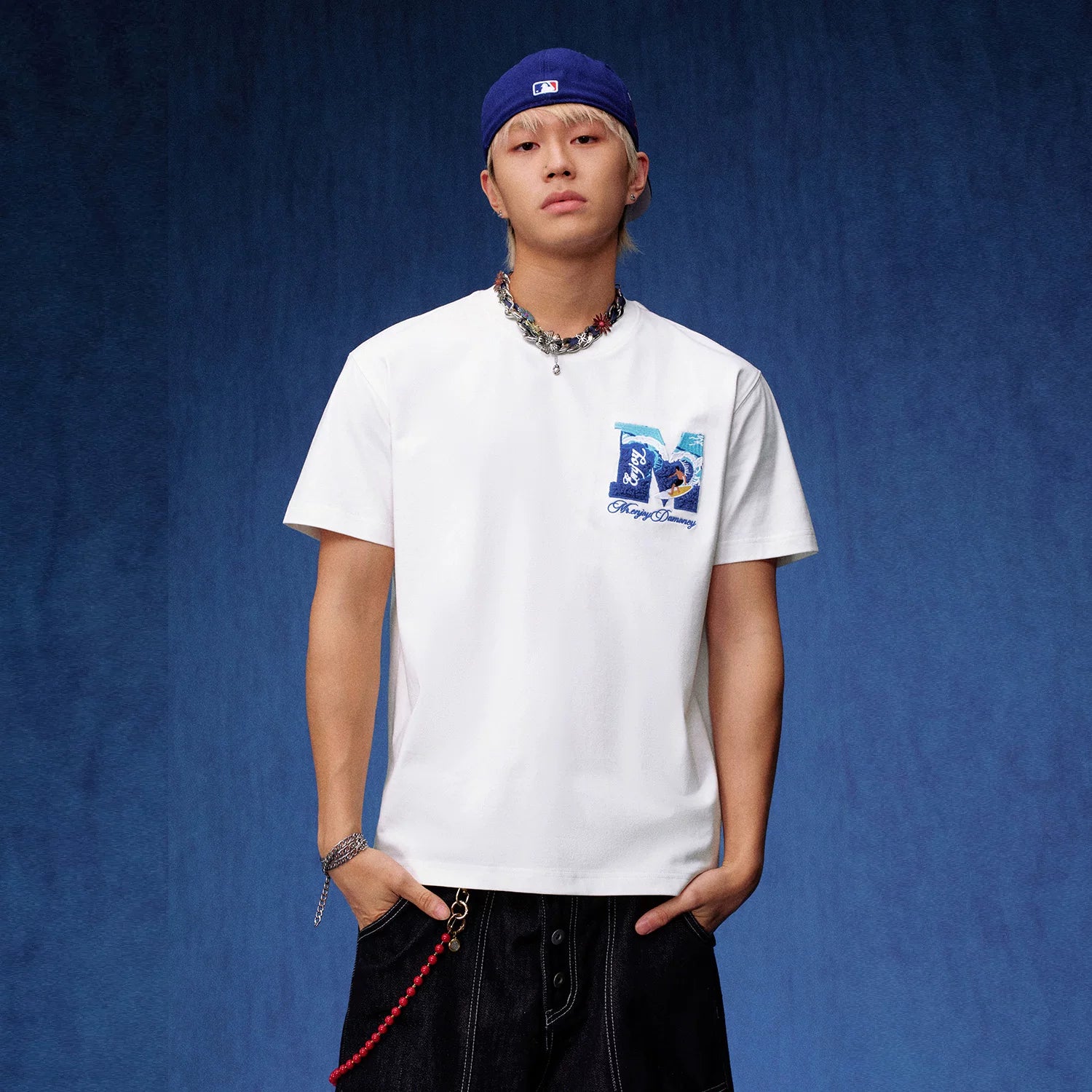 MEDM Sunshine Beach Surfing Short Sleeve Heavy duty Towel Embroidered Trendy Brand Loose Cotton Unisex T-shirt Summer