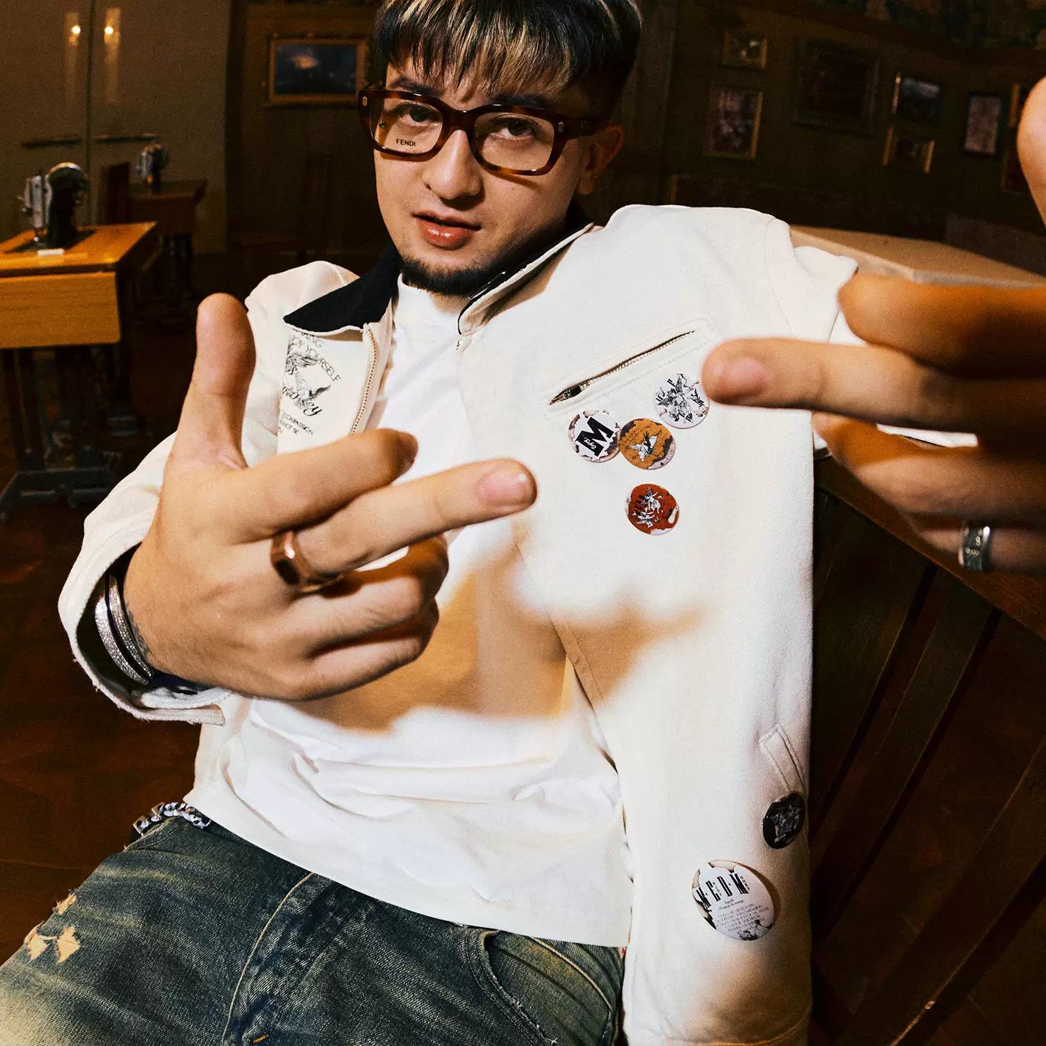 KKLUV/Zuo Qihan Same Style MEDM Angel Pigeon Detroit Embroidered Jacket Men's Autumn American Coat