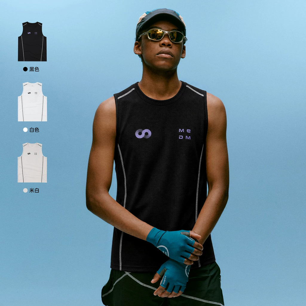 MEDM sports trend flu print logo logo logo casual vest mesh breathable sports style loose sleeveless T-shirt