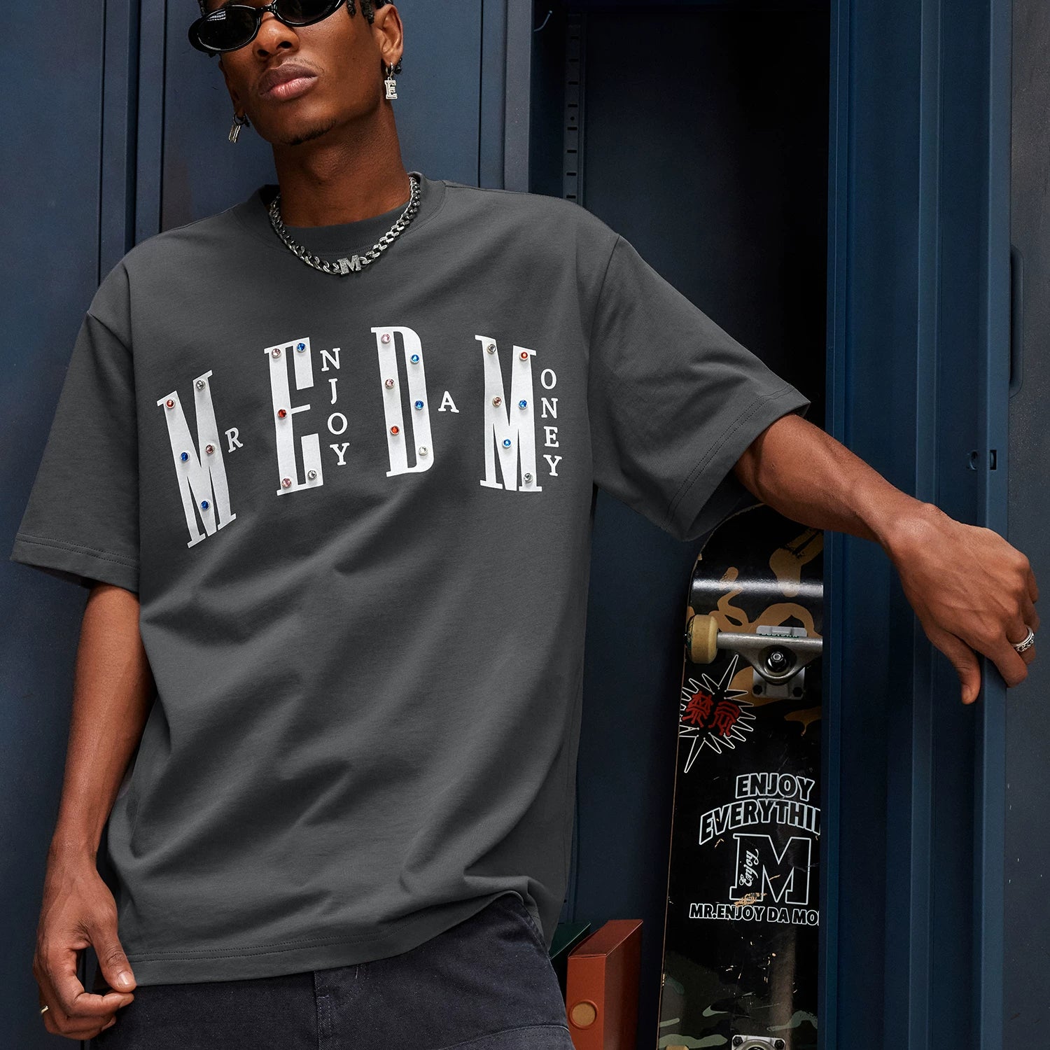 MEDM26SS Diamond Series Short Sleeve T-shirt Men's Summer American Casual T-shirt Women's Trendy Brand Loose Couple Top