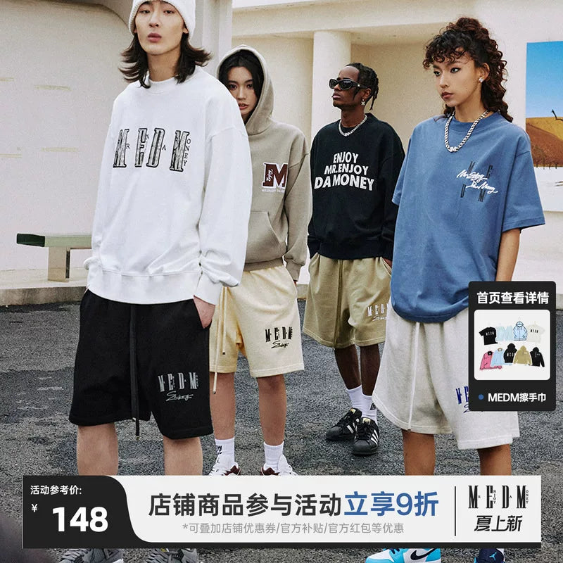 MEDM trendy American hip-hop shorts men and women same style summer thin high street casual trousers sports pants