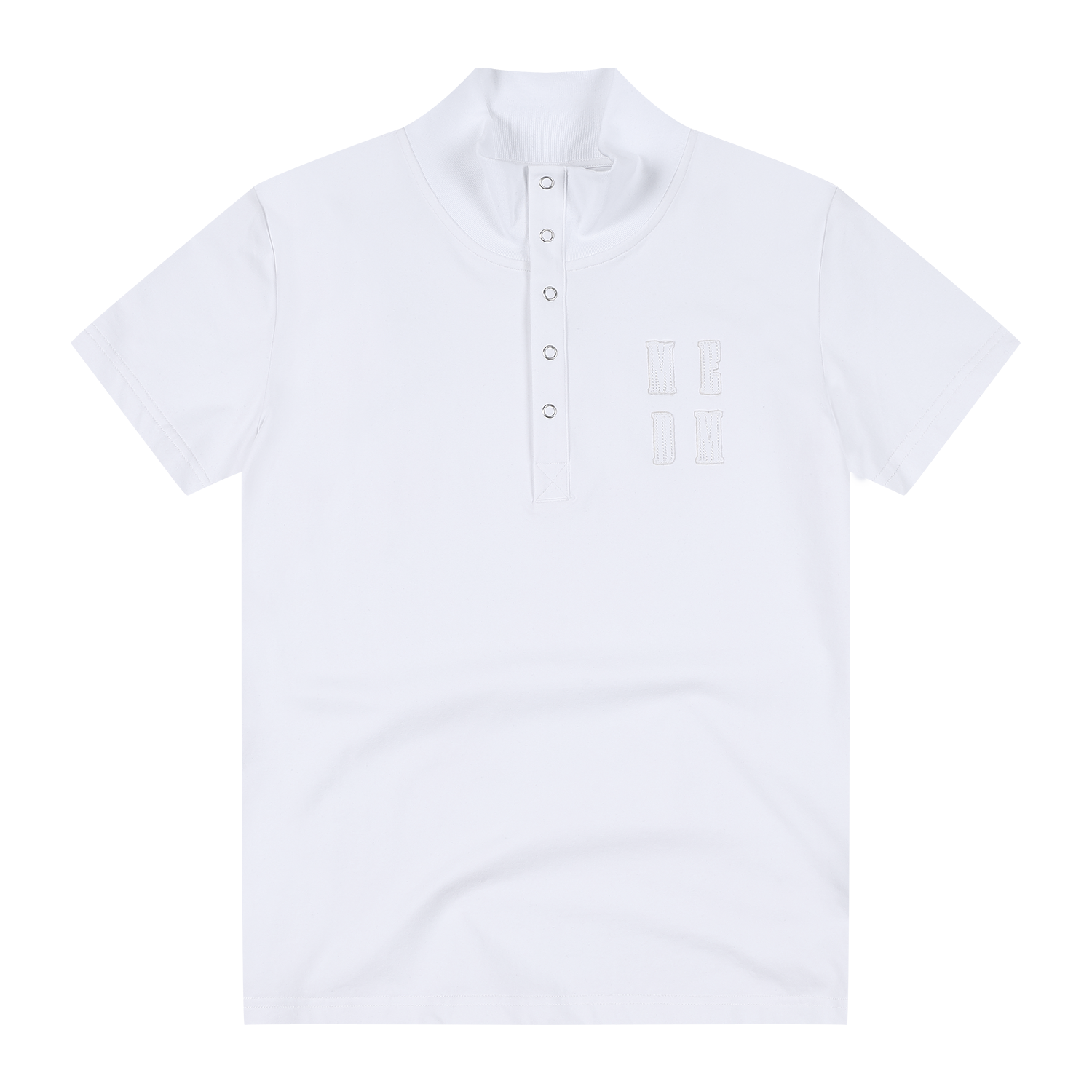MEDM Embroidered Logo Casual Stand up Collar Short Sleeve Trendy Basic Versatile Simple Unisex Loose T-shirt