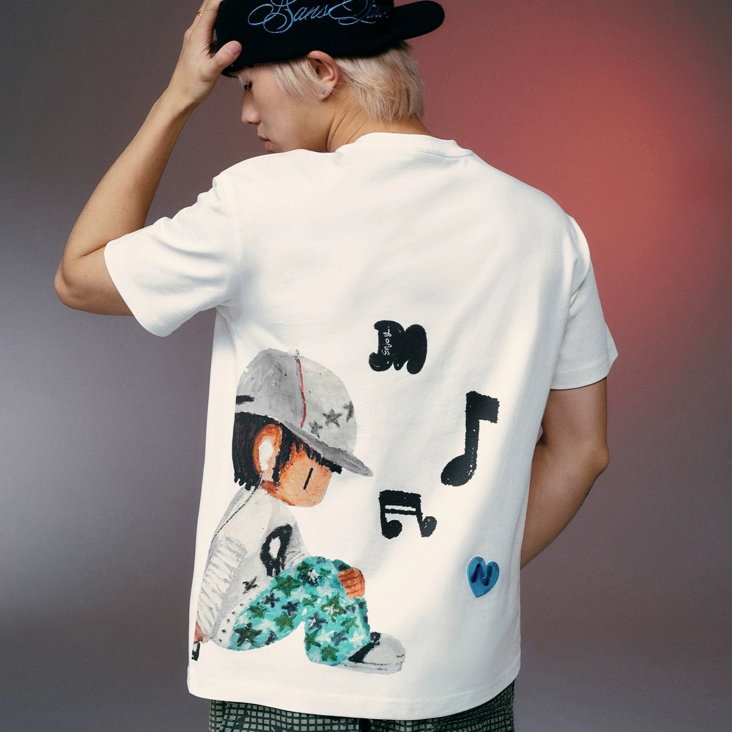MEDMxNEWMASUS collaboration back-to-back letter print casual versatile round neck couple short sleeved T-shirt for summer