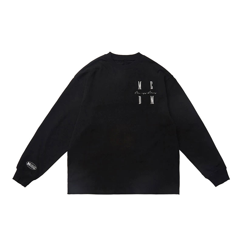 MEDM long sleeve embroidered T-shirt China-Chic brand LOGO top Wang Hedi's same spring and autumn loose T-shirt