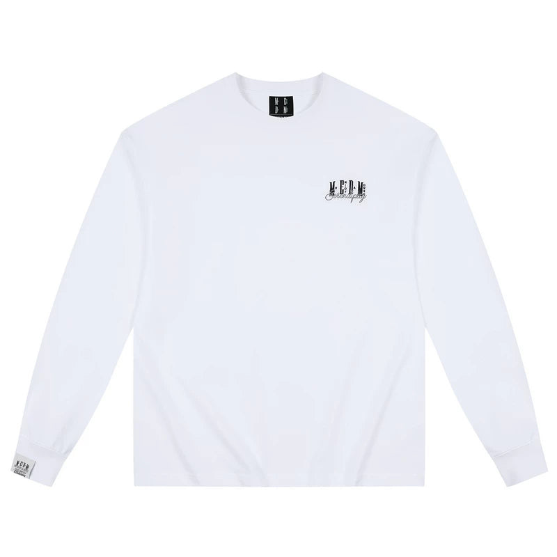 MEDM solid color sterile letter logo round neck casual long sleeved T-shirt basic versatile couple base shirt top autumn