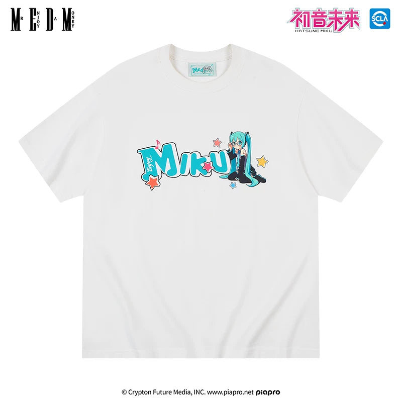 MEDMx Hatsune Miku Virtual Singer Short Sleeve Women's T-shirt 2025 New Summer American Design Casual Top