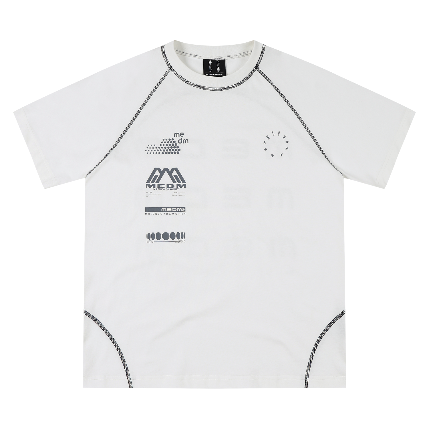 MEDM Racing Sports Series Loose Shoulder T-shirt Street Luxury Men's and Women's Breathable Casual Color Contrast Short Sleeve Summer