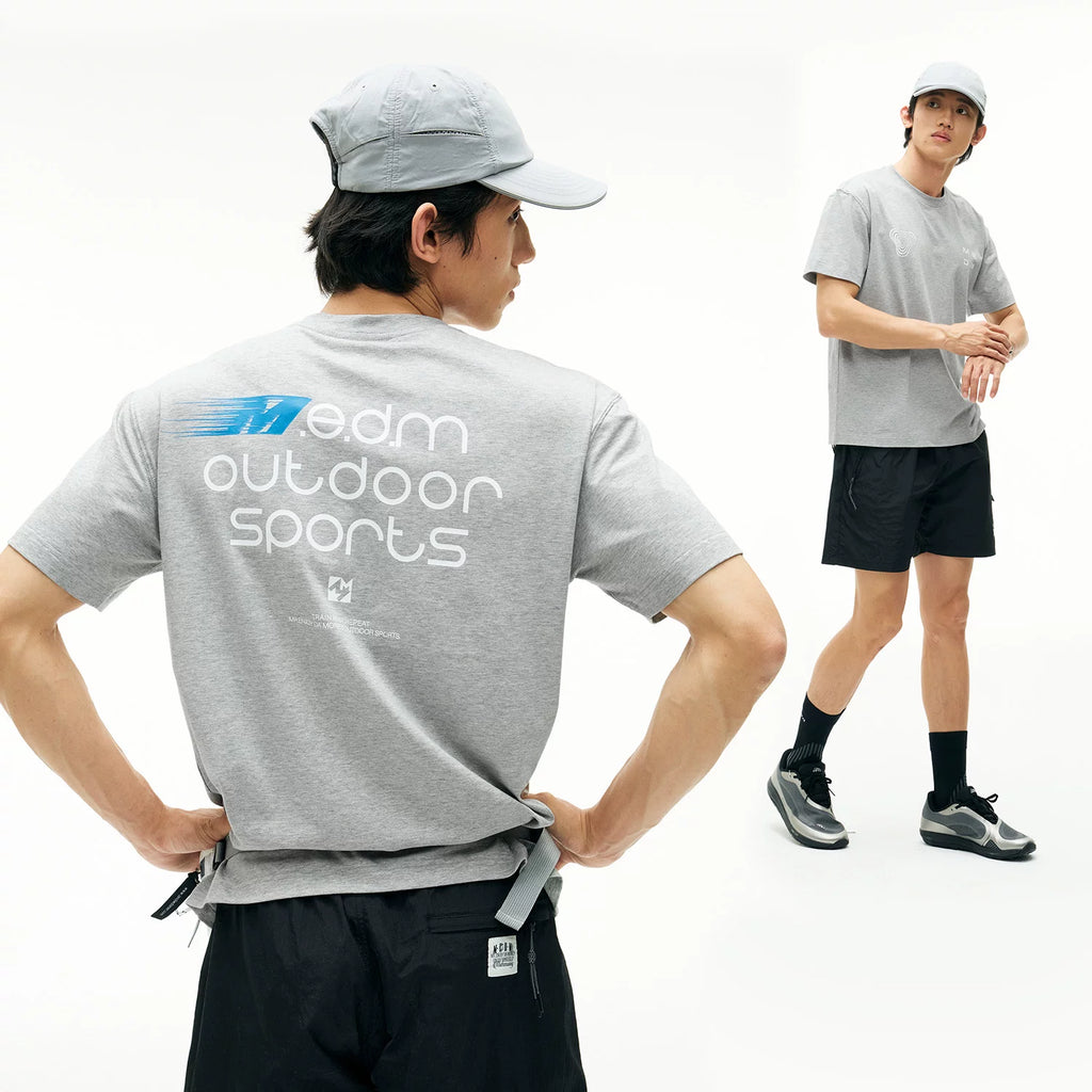 MEDM Island Sports Series Loose Shoulder Round Neck T-shirt Trendy Breathable Slimming Letter Printed Casual Short Sleeve