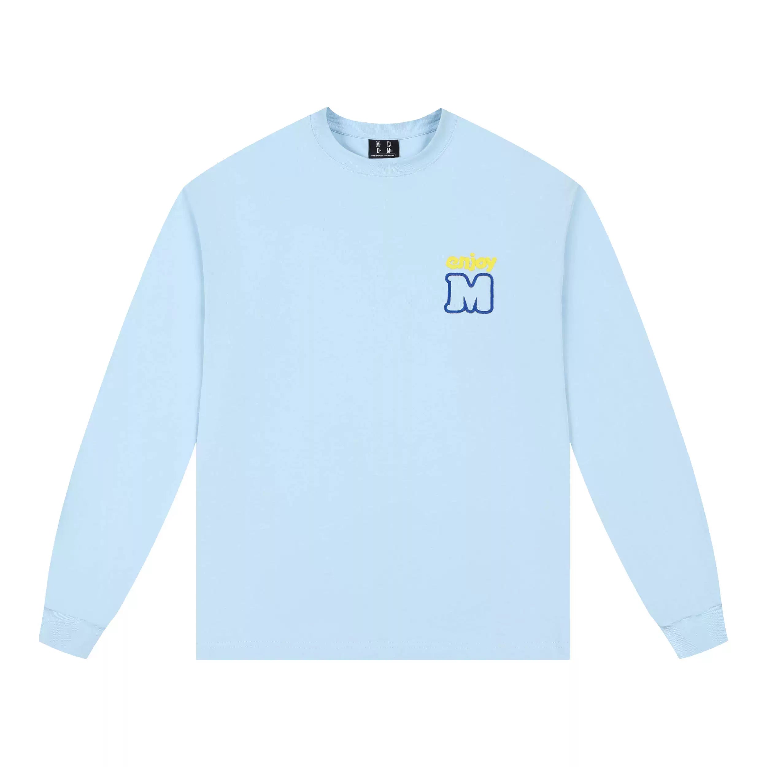 MEDM Color Contrast M Embroidery Small Label Basic Long Sleeve T-shirt Spring and Autumn Round Neck Loose Autumn Versatile Casual Base Tee