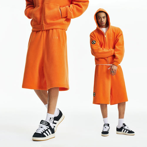 MEDM 26 new lightweight fleece fluffy casual shorts trend solid color simple men's and women's loose straight leg pants