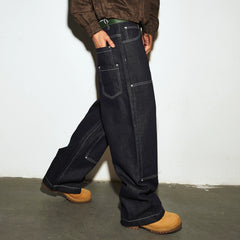 MEDM casual straight tube stiff vintage casual jeans spring American street versatile loose workwear pants men