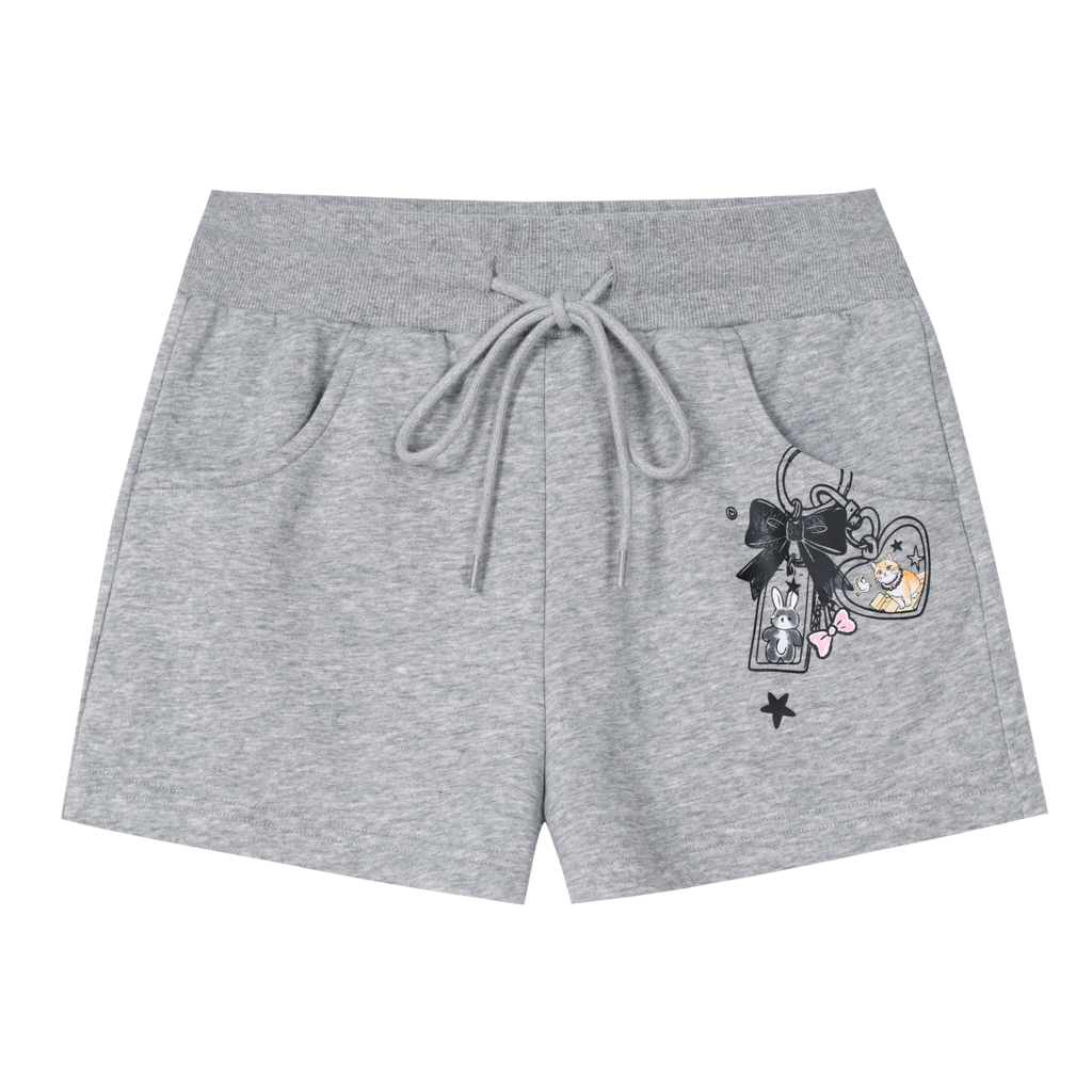 MEDM Cute Graffiti Keychain Heavy Fabric Ultra Short Pants Street Spicy Girl Style Basic Versatile Casual Pants Women