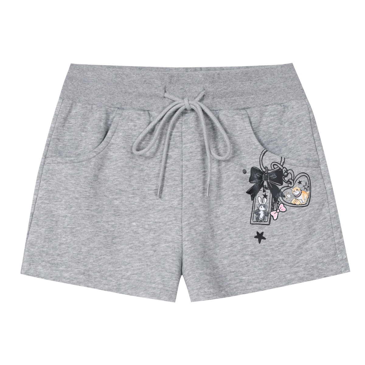 MEDM Cute Graffiti Keychain Heavy Fabric Ultra Short Pants Street Spicy Girl Style Basic Versatile Casual Pants Women