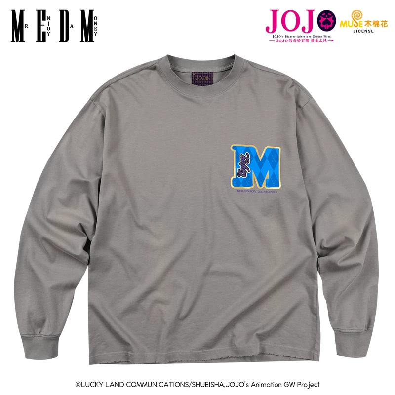 MEDMxJOJO's Bizarre Adventure Collaboration - Character Anime Printed Washed Outdated Casual Long Sleeve T-shirt Autumn