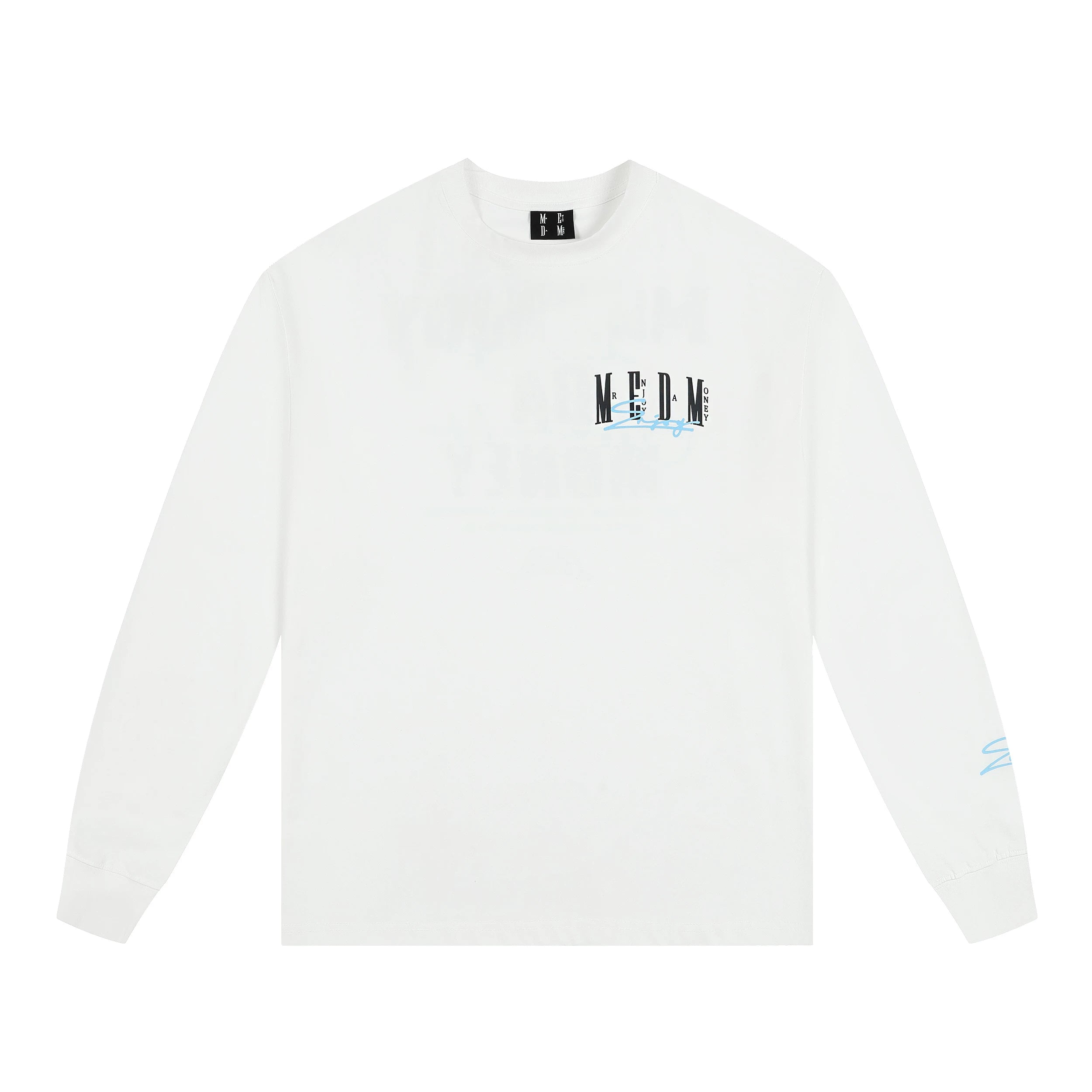 MEDM Trendy Brand Basic Printed Long Sleeve T-shirt for Men and Women, Spring and Autumn American High Street Retro Casual T-shirt