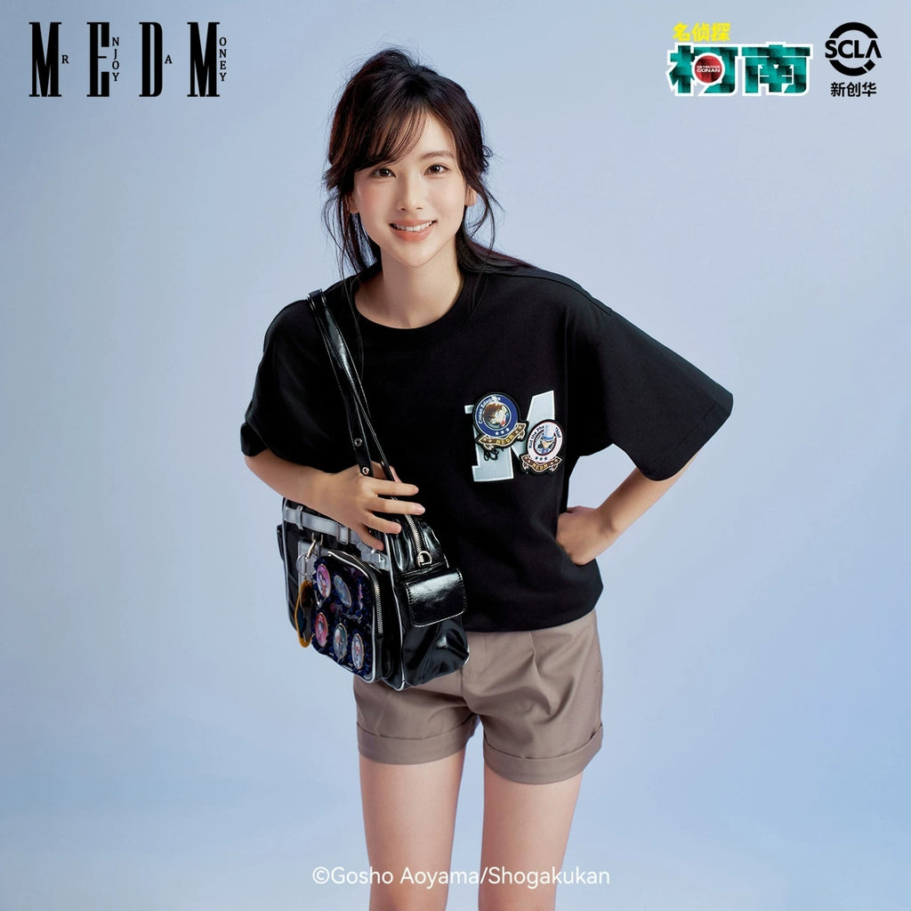 MEDMx Detective Conan Collaboration Basic Anime Velcro Casual Short Sleeve Versatile Commuting Couple T-shirt Summer