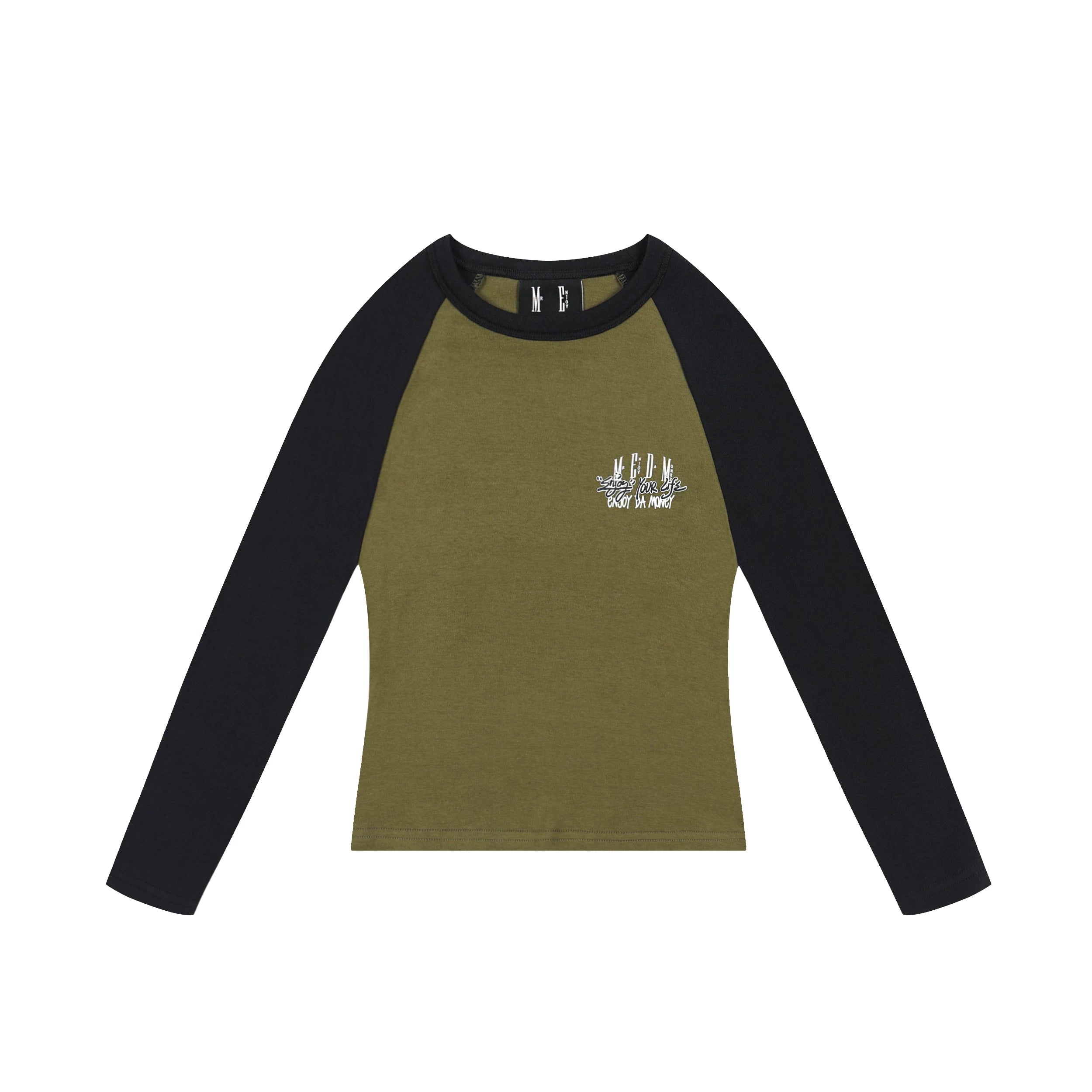 MEDM trendy brand foam color blocked shoulder long sleeved T-shirt for men and women, autumn new casual versatile trendy T-shirt top
