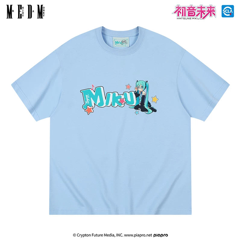MEDMx Hatsune Miku Virtual Singer Short Sleeve Women's T-shirt 2025 New Summer American Design Casual Top