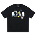 MEDM26SS snake pattern patchwork star short sleeved summer women's American design T-shirt men's casual couple top trendy