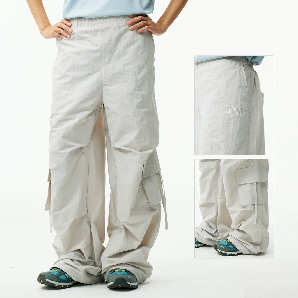 MEDM waterproof sport quick drying loose parachute pants trend multi pocket logo embroidery wide leg casual pants summer