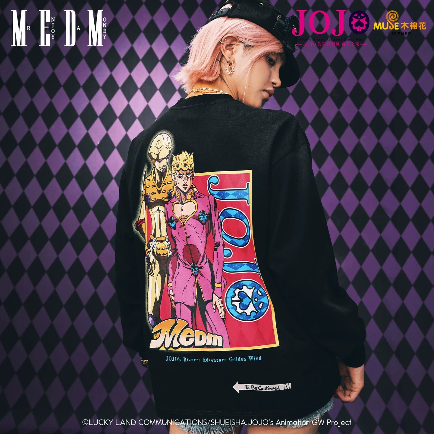 MEDMxJOJO's Bizarre Adventure Collaboration - Character Anime Printed Washed Outdated Casual Long Sleeve T-shirt Autumn