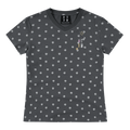 MEDM Short V-neck Dog Claw Full Print Casual T-shirt for Women, Cute Style, Slim Fit, Breathable, Versatile Short Sleeve