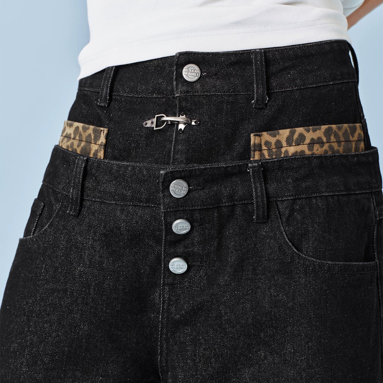 MEDM High Street Style Wide Leg Casual Double Waist Jeans Street Fashion Vintage Loose Wide Leg Floor Pants