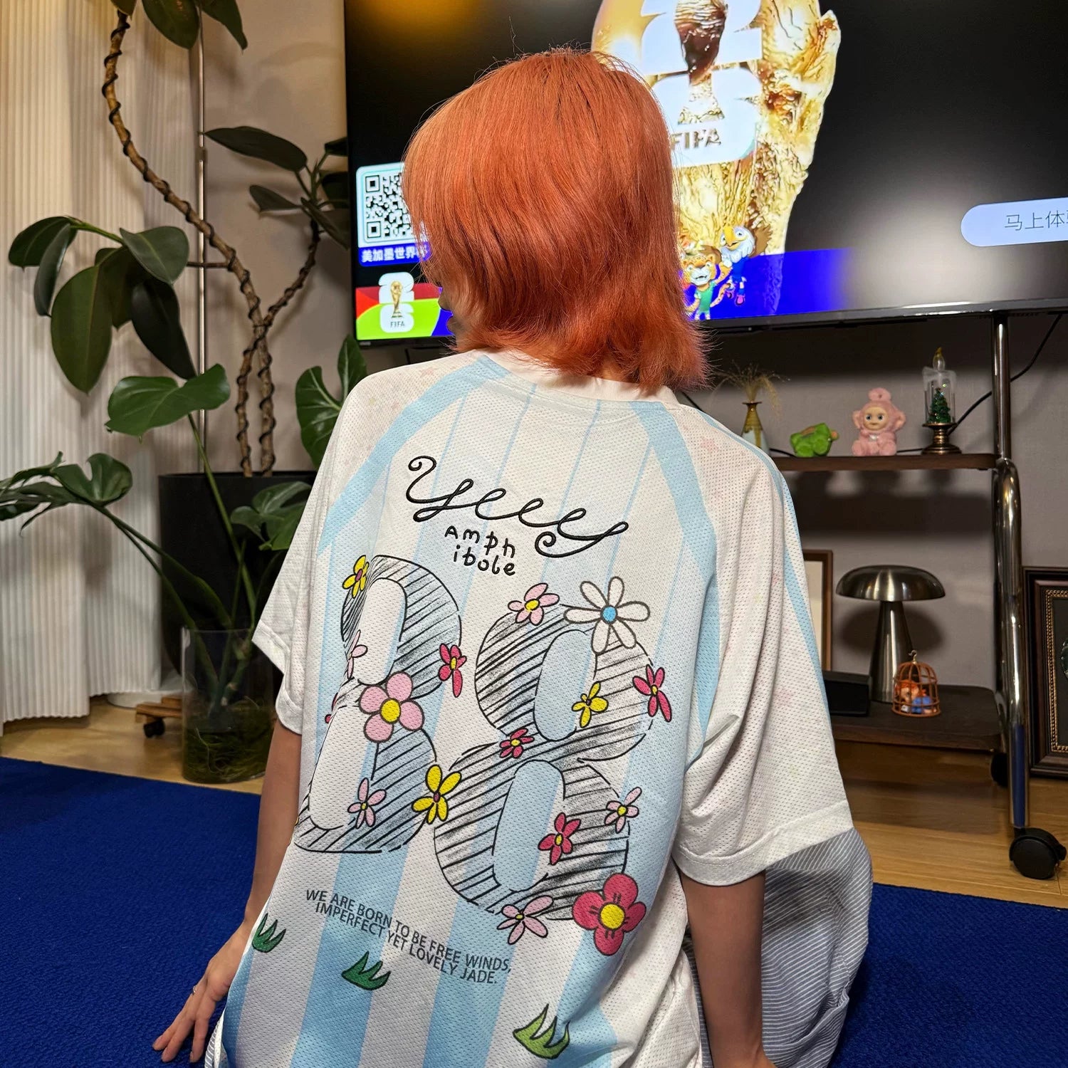 MEDM × YUY Jade Collaboration - Large Pattern Printed Embroidered Casual Jersey Short Sleeve Commuter Cute Style Versatile T-shirt