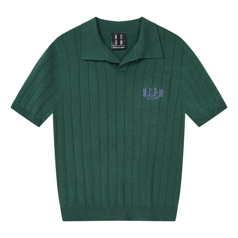 MEDM low-key old money style simple knitted casual short sleeved commuting loose collar men's and women's Polo knitted shirt summer