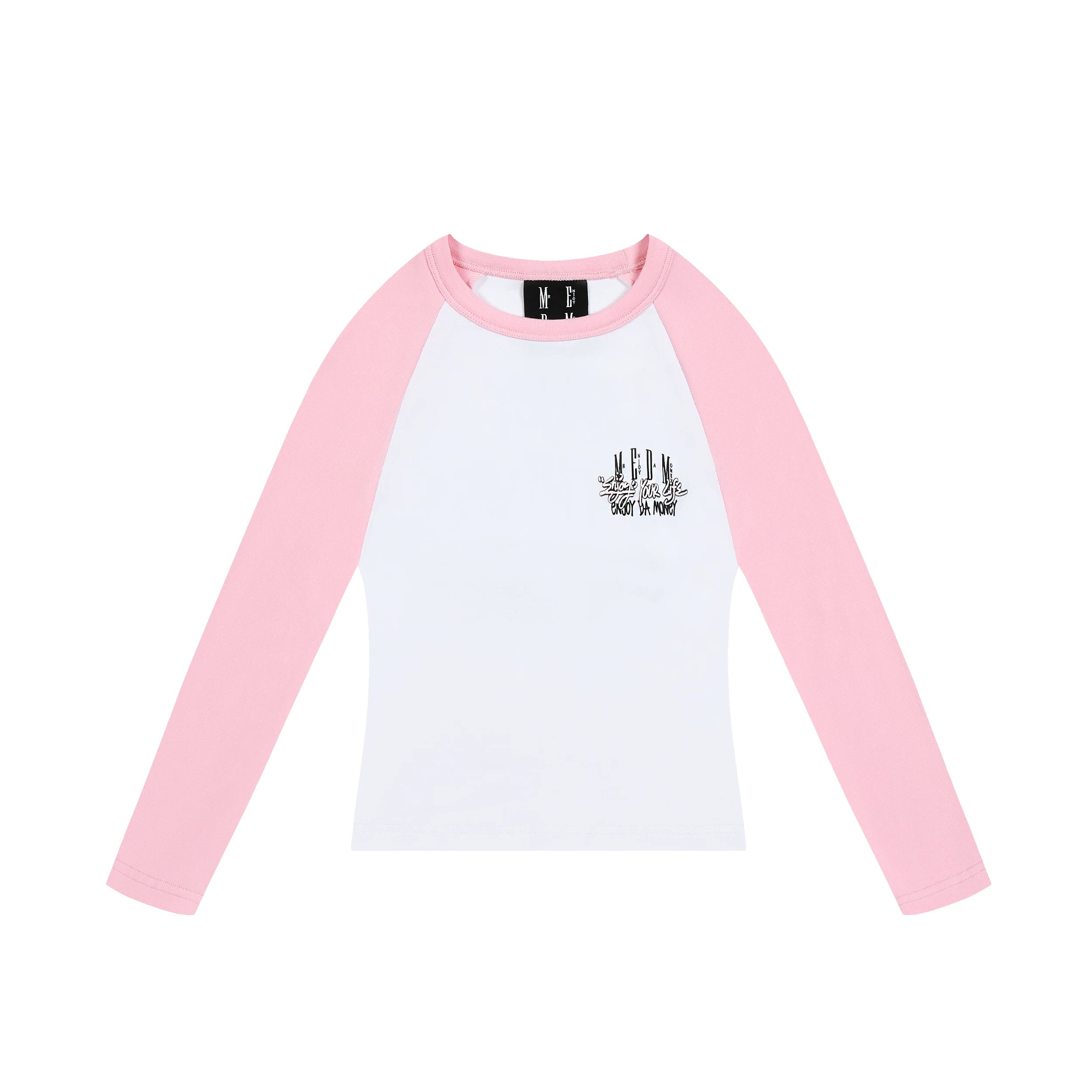 MEDM trendy brand foam color blocked shoulder long sleeved T-shirt for men and women, autumn new casual versatile trendy T-shirt top