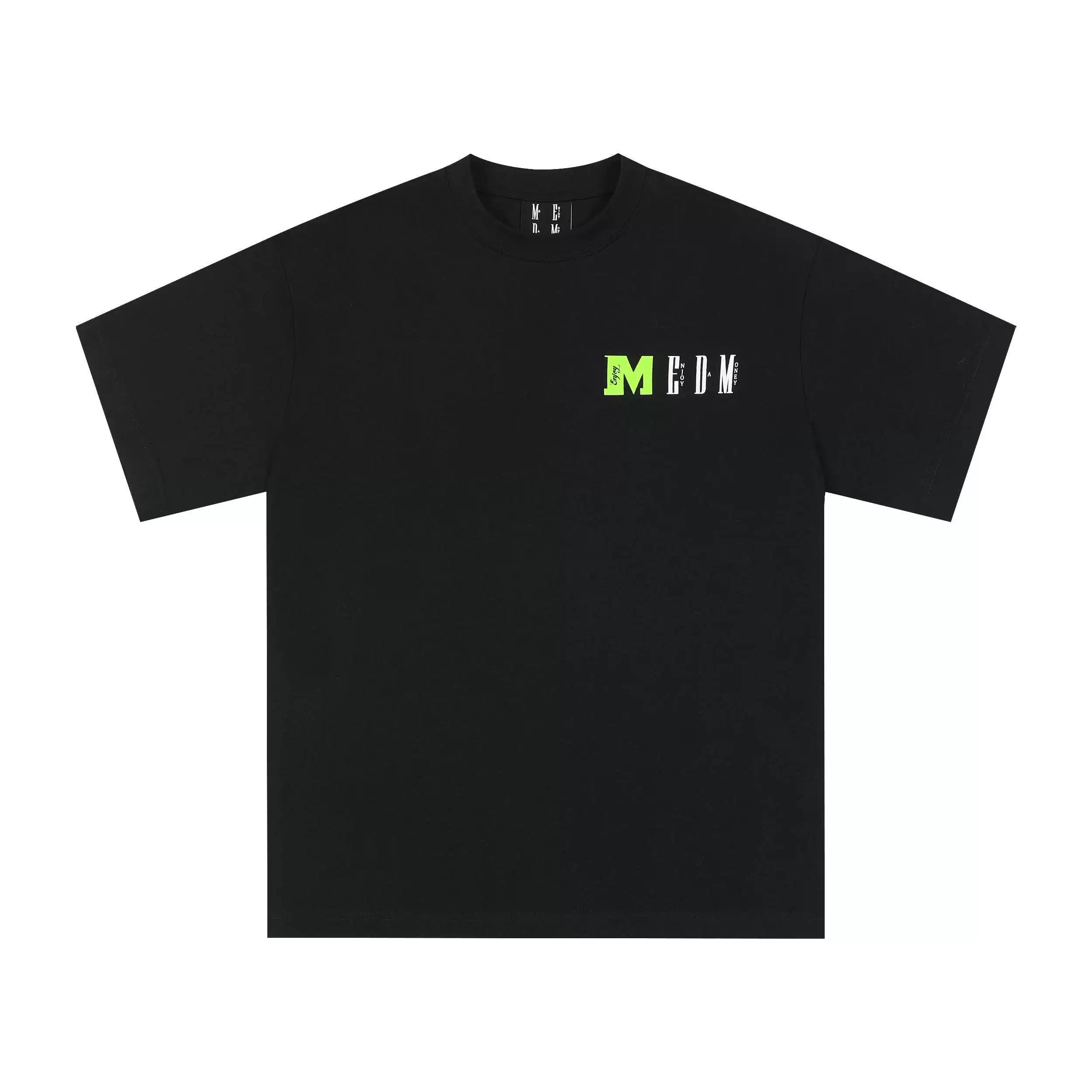 MEDM block color block splicing four-color printed summer short sleeved T-shirt for spring and summer casual round neck versatile loose and trendy