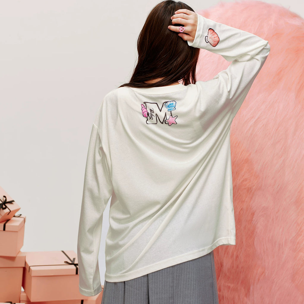MEDM x NEWMASUS Summer Sea Breeze Round Neck Casual Long Sleeve T-shirt Trendy Brand Loose Couple Top Spring and Autumn