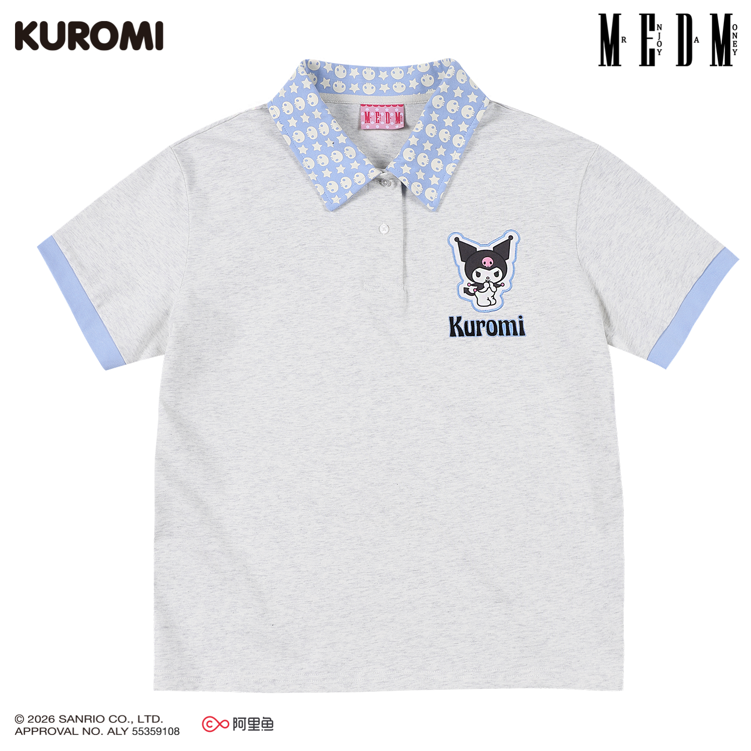 MEDM × Sanrio Family Series Color Contrasting Collar Casual Short Sleeve Polo Shirt Cool Lomi Pattern Top Summer