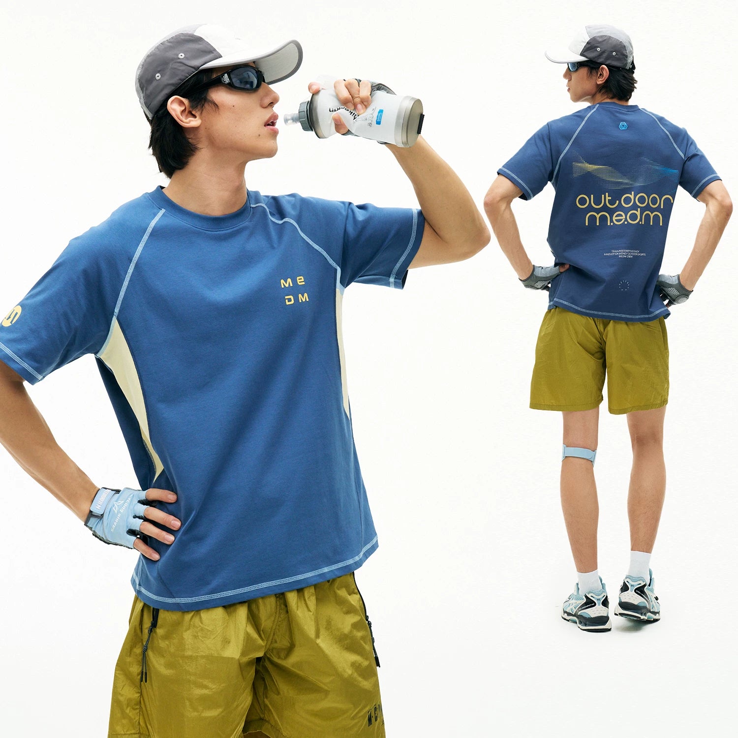 MEDM Ripple Gradient Letter Printed Casual Round Neck T-shirt Trendy Sports Wind Speed Dry Breathable Short Sleeve Half Sleeve Summer
