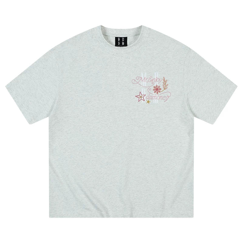 MEDM26SS glitter gold embroidered short sleeved T-shirt for men, 2026 new American hip-hop loose casual half sleeved tee