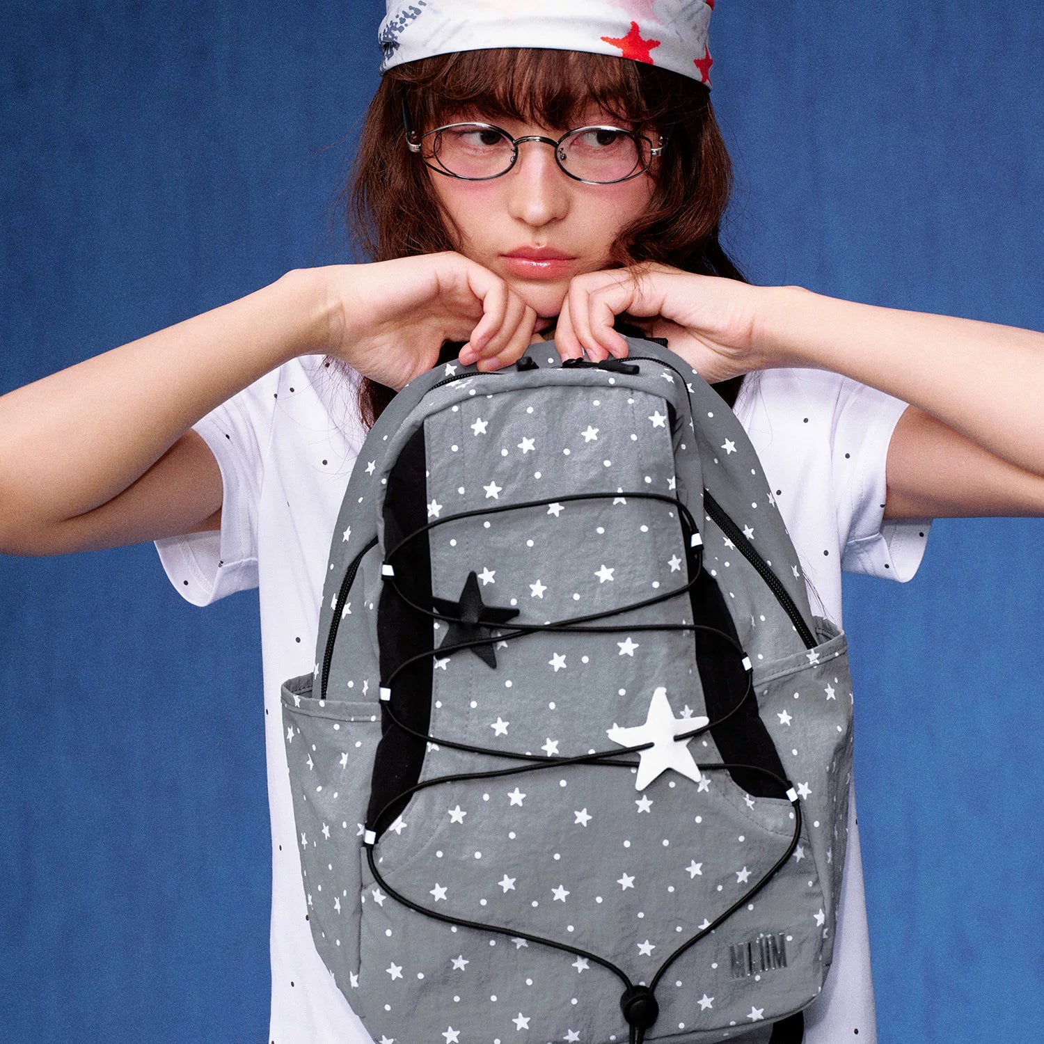 MEDM Star Full Print Wave Point Backpack Street Trend Letter Embroidery Lightweight Travel Men's and Women's Book Bag Trend